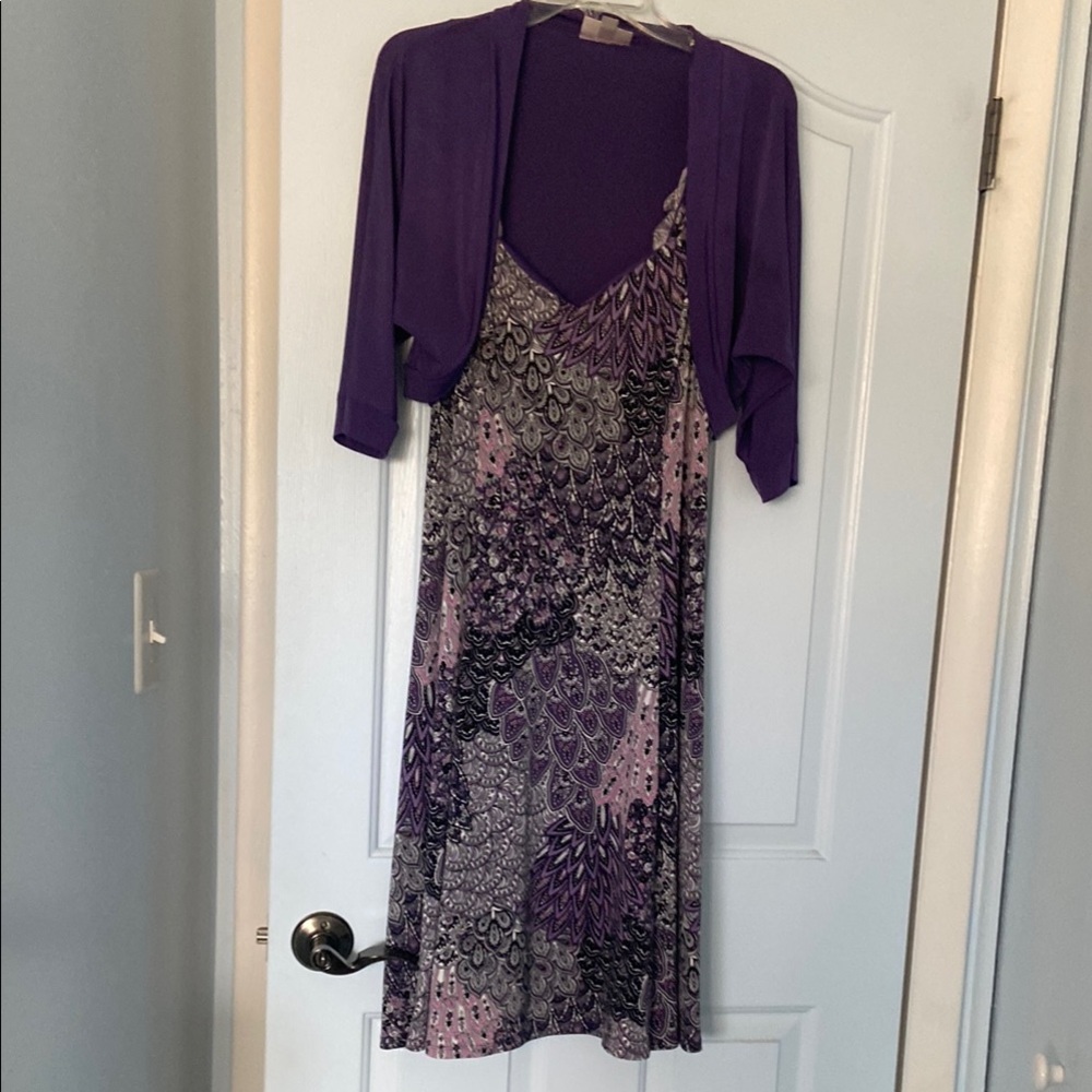 Purple and Black Patterned Women's Dress